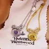 Designer Westwood Champagne Bow Orb Orb 3D Bracciale Saturno Womens Fashion Luxury Versatile Collar