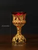 Candles Crosborder Hot Selling Metal Red Glass Bowl Candle Cup European Style Ornament Candle Holder