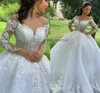 Abito da sposa scintillante a maniche lunghe a v-scollo a V 2023 pizzo appliqus perline abiti da sposa da sposa da sposa