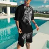 Parcours masculins Summer Summer Hommes Tracksuits 3D Print Lion Mens Shirts Shorts Suits Set Optifits Slves T-shirt + Pantal