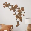 Dekorativa figurer Hexagon Art and Decorations Decor för 27st Peel Non-Slip Wood Home Wall Stick