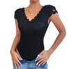 Femmes Assuriques Sexy en dentelle Bodys Sans manches en V Deep V-coues Backless Body Cost Shirts Bodycon Rompers Party Clubwear