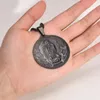 Männer Edelstahl Amulett Jungfrau Maria Runde Halskette Anhänger Kette Chael Glücklicherweise Schmuck 3mm 24 Zoll N777