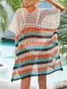 Summer Women's Sexy Holiday Strip Strip Bikini Cover-Ups Beach Knitting Cavo Cash Through Bat Maniche