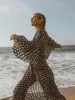 Masna polka kropka drukowana vintage jednoczęściowa jednoczęściowa bikini wielostronna i llong drapery pass design na plaży