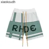 Rhude high -end designer shorts voor trendy chaopai brief kleur matching jacquard gebreide wol casual shorts voor unisex high street capris met 1: 1 originele labels