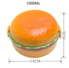 Lunch Boxes Bags Hamburger Lunch Box Double Tier Cute Burger Bento Lunchbox Microwave Food Container Fork Tableware Set Owl Compartment