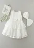3 to 24 months baby flower Girl bows lace dresses summer white red kids clothes lovely retail wedding Christmas clothing R1AM710DS5870265