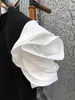 Sukienki imprezowe 2024 Moda damska bąbelek krótkoczepowy okrągły szyjka splicing kontrastowy kolor dysk kwiat Slim Slime 0324