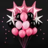 Decoração de festa 54pcs Conjunto de 12 polegadas Balões brancos de látex de 32,8 pés de alumínio rosa Decorações