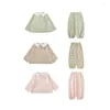 Ensembles de vêtements Girl's Checkered Home Suit Children's Mignon Pyjamas 2024 Spring Baby Two-Piece Set