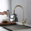 Bagnolux Brushed Gold Brass Kitchen Faucet Premium Gooseneck Pull Out Kitchen Faucet Sinkミキサータップソリッドブラス構造240508