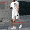 Testros masculinos New Men Tshirt Suit Fashion 3D Impresso K Cor de 2 peças de cor sólida