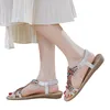 Sandals Korean Fashion Summer Bohemian Versatile Wooden Beads Water Diamond Slope Heels Large For Women Sandalias Planas