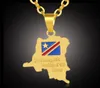 Hangende kettingen Qiamni Hip Hop Africa Democratische Republiek van de Congo Map DRC ketting ketting etnische sieraden voor vrouwelijke mannen Homet1510425