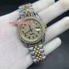Étui en diamants complet Montres pour hommes Big Stones Bezel Day Sweep Automatic Date Watch de haute qualité Livraison gratuite 36 mm Two Tone Wristwatch 241D