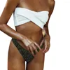 Kvinnors badkläder Kvinnor Split Body Swimsuit Flash of Light Oregelbularity Bikini Crochet Knit Halter Patchwork Bathing Suit Sexy
