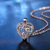 Pendant Necklaces 2024 Crystal Wedding Jewelry Heart Golden Silver Color Necklace For Women Love Rose Gold Statement Valentine 's Day