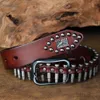 Cetiri Punk Bullet Rivet Belt Men's Top Grain Real Leather Belt Pin Buckle Belt för Jeans Female Personality Cool Gift T200327 259Z