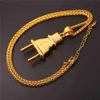 Starlord Brand Golden Plug hanger ketting roestvrij staal/gouden kleur hangende touwketen voor mannen dames hiphop sieraden gp2411