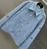 Women's Jackets designer Camellia embroidered denim jacket for women 888