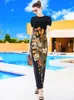 Feestjurken bodycon jurk patchwork vleugel sashes avond sexy split printing potlood brokaat vrouwen kleding bloemen korte mouw