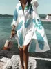 Women Beach Wear Fitshinling Bohémien Stampa Abito da spiaggia corta Floral Oversize Women Abbolla