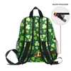 Rucksäcke grüne süße Rucksack -Schultaschen Schöne Lucky Blattdruckmuster Rucksack Kinder Kinderkindergarten -Rucksack mit Stiftbeutel