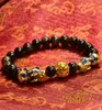 Feng Shui Gold Obsidian Stone Beads Bracelet Men Women Unisex Wristband Pixiu Wealth and Good Luck Black Bracelets Jewelry1699025