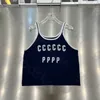 Stickereibrief Strick Camisole Frauen Neue Mode schlanke Dünn Tanktops Sommer sexy Westen Crop Tops