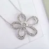 Sterling Sier Sier Sier Full Diamond Five Petal Flower Collier pour les bijoux de marque de mode polyvalente pour femmes