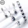 Set di gioielli arcobaleno naturali 925 Orecchini da sposa con pietre in argento sterling per anelli di collana del bracciale da donna SET BASSO 220818 2949