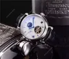 Hot Tourbillon Watch Men's Perpetual Calendar Moon Fase Automatische mechanische zwarte dial Skull Watch Men's Watch 42mm