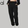 Al Yoga Sweatpants Relaxed Fit Fitness Sport Pants Laidback Lantern Pants With Drawstring Unisex Studio-to-street Weekend Jogger Sportwear Trousers Silver 3D Logo