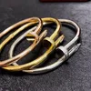 Designer Jewelery Gold Nail Bracelet High quality Stainless steel diamonds embellished for women men wedding Luxury brand Valentines Day gift Multi with box 007