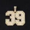 HipHop Neskiace Chains Halsketten Neues Produkt 39 Digital mit Diamond Square Zirkonia Hip Hop Anhänger Halskette Kubanische Schmuckzubehör Farbschutz