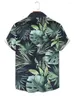 Herren -Freihirthirts Modeflaute Harajuku Sommerblätter 3D Digital Druck Hawaiianer kurzes Hemdkleidung