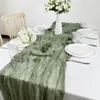 Sebeer Gauze Table Runner Sage Cheesecloth Impostazione da pranzo Vintage DECORAZIONE DEL MATRIENT CANQUET ARCHI RETRO BOHO DEORE 240430