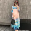 Abiti casual Miyake vestito abito 2024 Mervo rotondo primaverile sciolte e dimagranti rughe stampate lungo per le donne