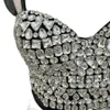 Summer Women Sexy Sparkle Diamante Decor Crop Top Ladie