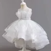 Girl's Dresses 8318 Girls Formal Evening Trailing Dress Pengpeng Skirt Sleeveless Princess Fluffy Cake Dinner Performance Dance New Product T240509