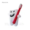 Publicidade ao ar livre Balão de dente de desenhos animados de 6m de altura Branco Brown Modelo Dental Homem com uma escova de dentes para desfile show