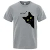 T-shirt maschile Meow Black Cat Funny Printing Men BreathAb T vestiti estivi top a strisce oversize cotone short seve h240508