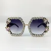 Brand Design Handmade Rhingestone Square Sunglasses Lunettes de mode Fleur Fleur avec des lunettes de soleil vintage Party