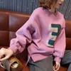 Kadın Hoodies Sweatshirts Sonbahar ve Kış Kadınları Personel Boyun Uzun kollu pamuk astar gevşek çizim nakış moda gündelik ofis kadın topl2405