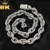Kedjor The Bling King 14mm Locked Link Necklace Full Paved Out Cubic Zirconia Chain Luxury Hiphop smycken Bästa gåva för dropshipping D240509