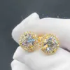 Designer Jewelry hip hop fashion jewelry big diamond stone gold plated sterling sier earrings moissanite stud earrings