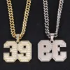 HipHop Neskiace Chains Halsketten Neues Produkt 39 Digital mit Diamond Square Zirkonia Hip Hop Anhänger Halskette Kubanische Schmuckzubehör Farbschutz