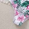 Één-stuks meisjes bloemen badpak een schouderband ldrens zwempak hete veer schattige print bikini h240508