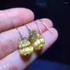 Dangle Ohrringe natürliche goldene quarzfracht Frauen Männer Mode Pi Xiu Lady Geschenk 14.5/9,3 mm Sterling Ohrring